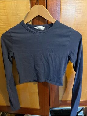 Cotton On Women's Long Sleeve Crop Top in Slate Blue